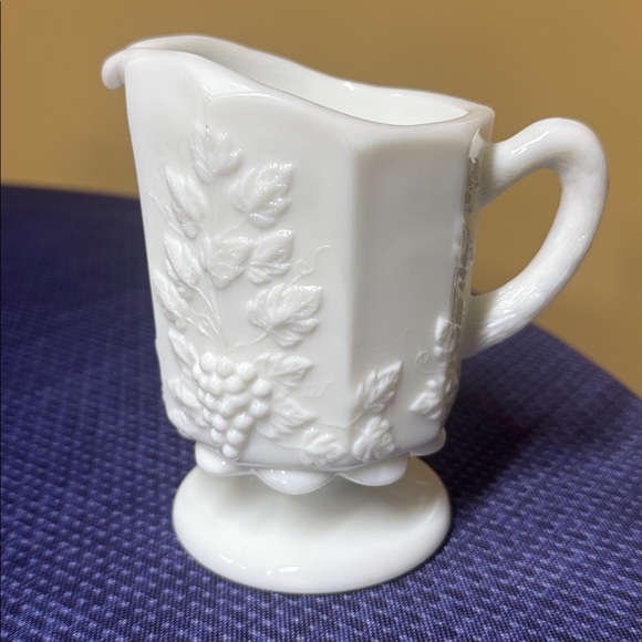 Westmoreland Milk Glass Creamer/pitcher Grape Design 5.25” tall - Picture 3 of 8
